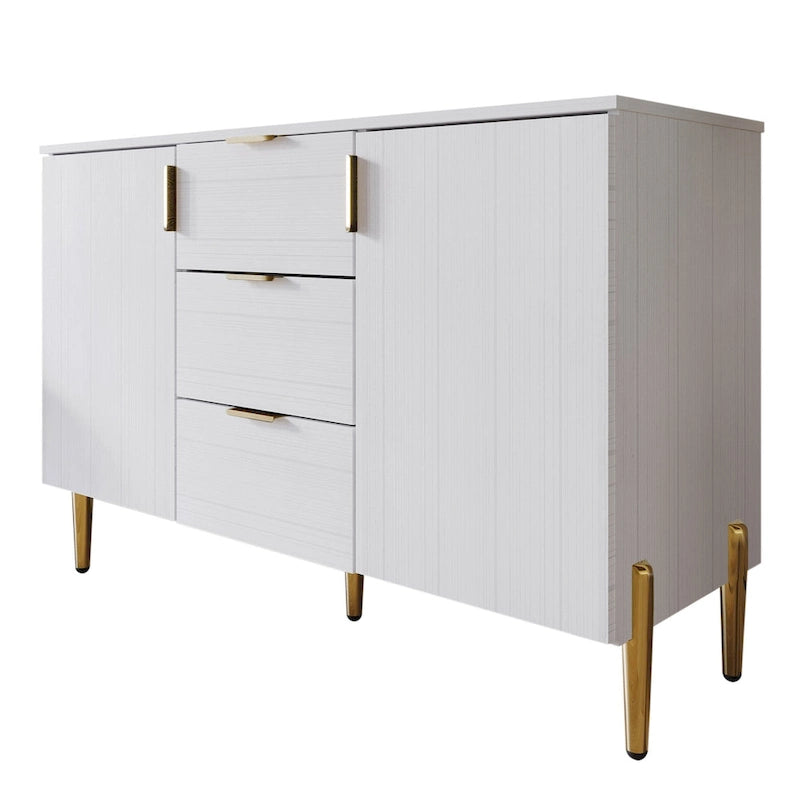 Credenza moderna bianca/grigio chiaro/grigio scuro con 3 cassetti e 2 ante