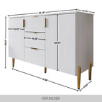 Credenza moderna bianca/grigio chiaro/grigio scuro con 3 cassetti e 2 ante