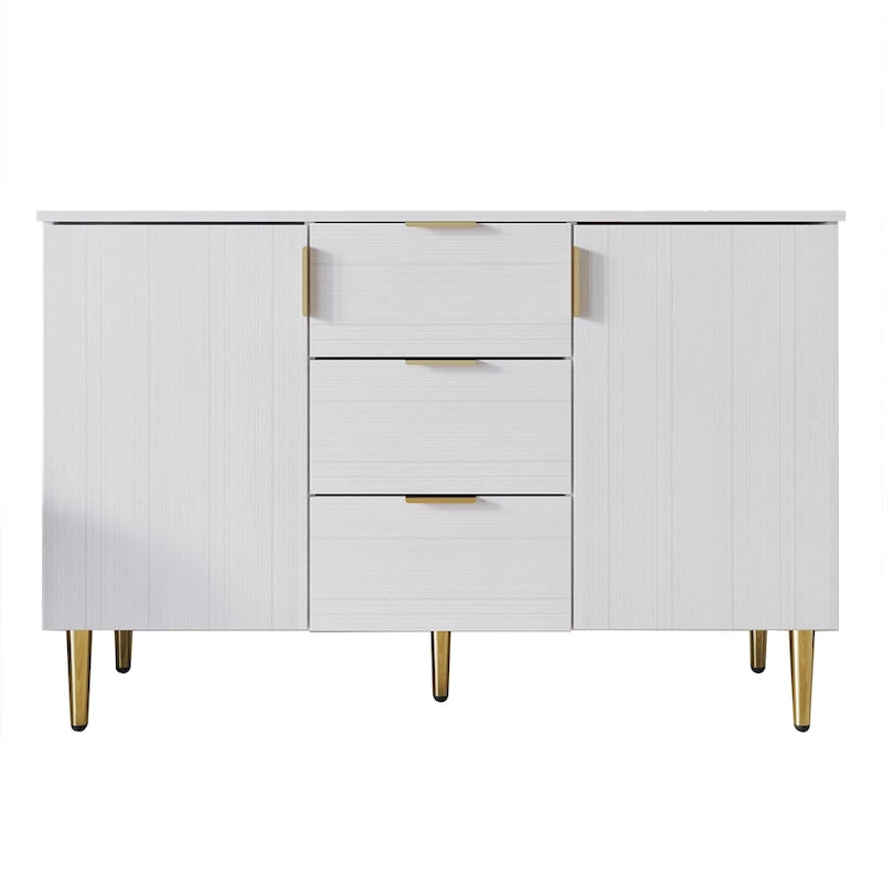 Credenza moderna bianca/grigio chiaro/grigio scuro con 3 cassetti e 2 ante