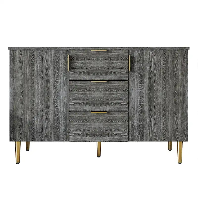 Credenza moderna bianca/grigio chiaro/grigio scuro con 3 cassetti e 2 ante