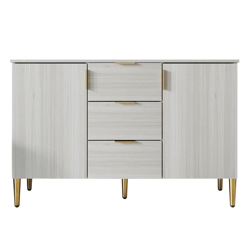 Credenza moderna bianca/grigio chiaro/grigio scuro con 3 cassetti e 2 ante