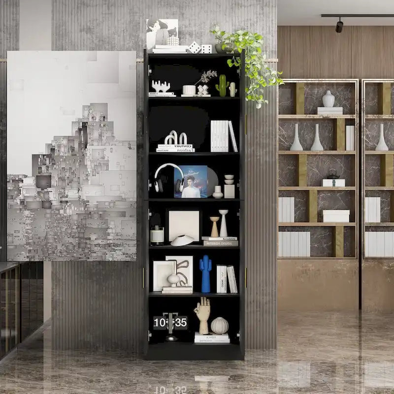 Mobile Contenitore Bianco Indipendente con 4 Ripiani Regolabili, Singolo