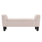 Cesar 55 Inch Ottoman Bench with Storage, Padded, Curved Arms, Pink Velvet
