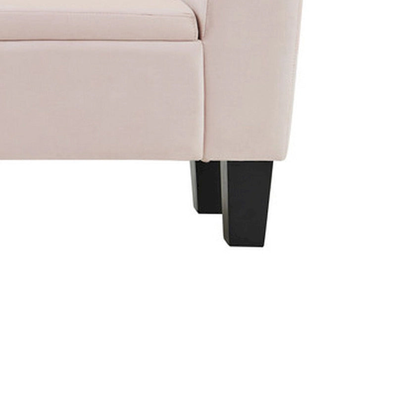Panca Ottomana Contenitore in Velluto Rosa con Braccioli Curvi, 140 cm, 1–2 Posti