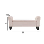Panca Ottomana Contenitore in Velluto Rosa con Braccioli Curvi, 140 cm, 1–2 Posti