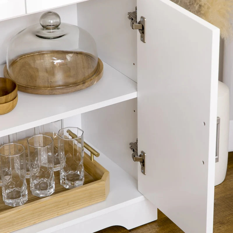Madia da cucina bianca in cristallo, 3 cassetti e ripiano regolabile, per uso individuale