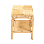 Panca d'appoggio in Rattan Naturale Marrone con Ripiano, 1 Posto