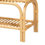 Panca d'appoggio in Rattan Naturale Marrone con Ripiano, 1 Posto