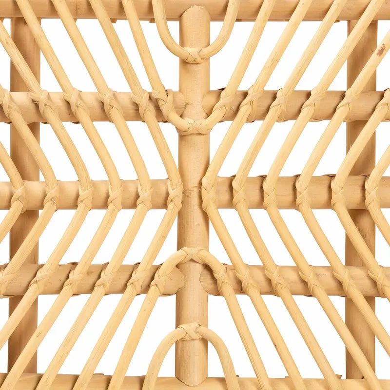 Panca d'appoggio in Rattan Naturale Marrone con Ripiano, 1 Posto