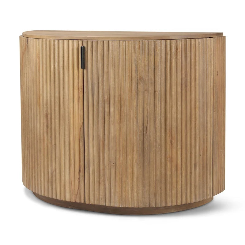 Credenza ad Accento Semicircolare Scanalata Marrone Chiaro, Uso Singolo