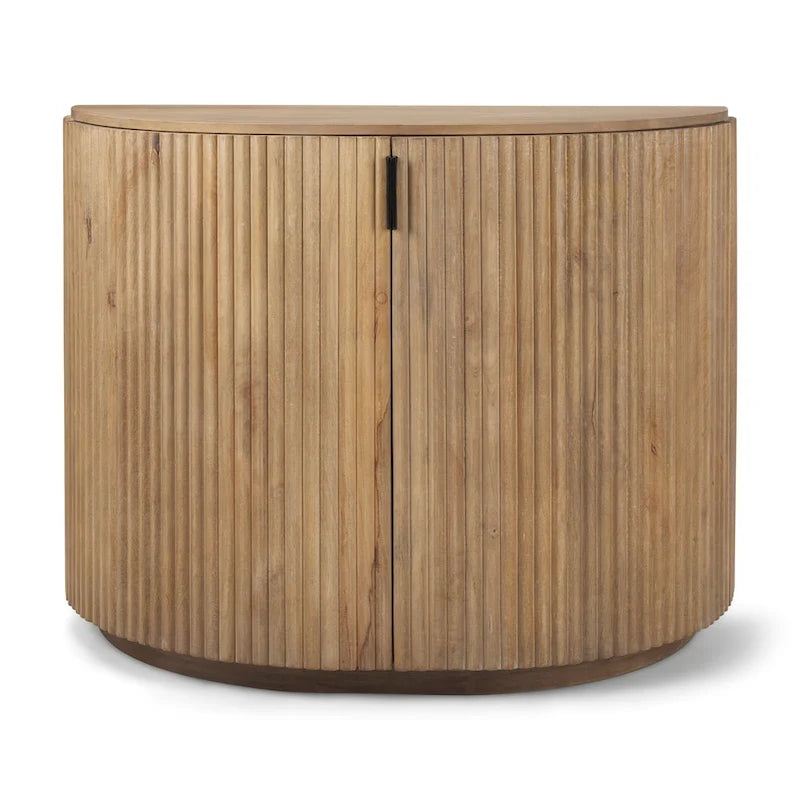 Credenza ad Accento Semicircolare Scanalata Marrone Chiaro, Uso Singolo