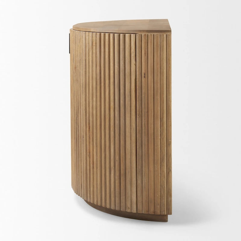 Credenza ad Accento Semicircolare Scanalata Marrone Chiaro, Uso Singolo
