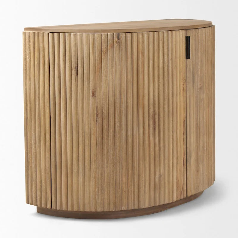 Credenza ad Accento Semicircolare Scanalata Marrone Chiaro, Uso Singolo
