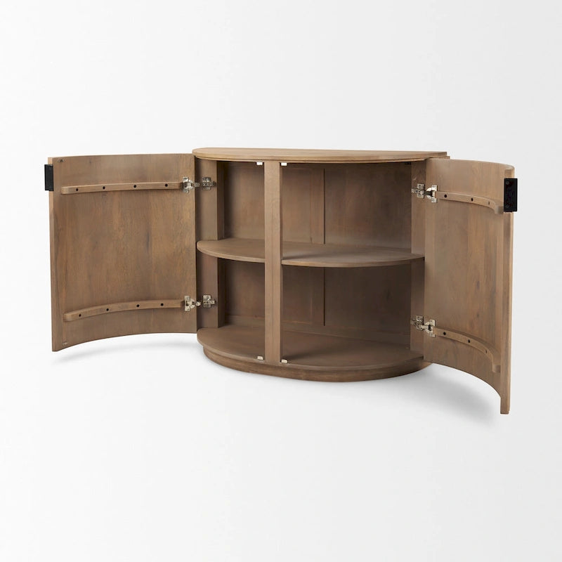 Credenza ad Accento Semicircolare Scanalata Marrone Chiaro, Uso Singolo