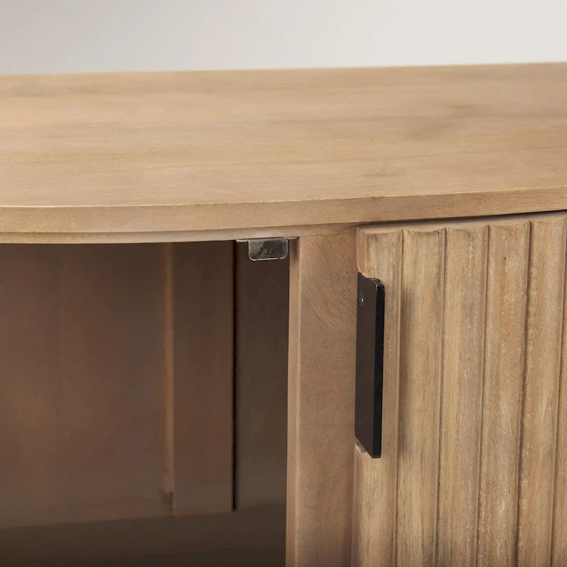 Credenza ad Accento Semicircolare Scanalata Marrone Chiaro, Uso Singolo