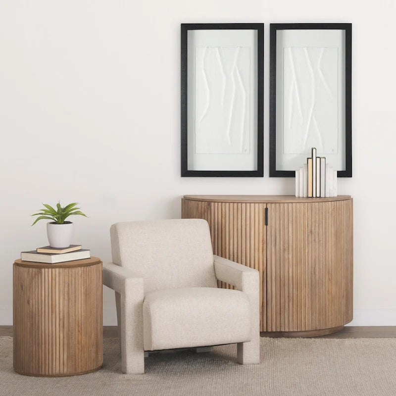 Credenza ad Accento Semicircolare Scanalata Marrone Chiaro, Uso Singolo