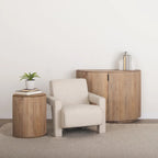Credenza ad Accento Semicircolare Scanalata Marrone Chiaro, Uso Singolo