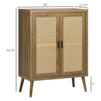 Madia / Buffet Brown Rattan Door, 3 Ripiani, 1 Persona