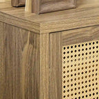 Madia / Buffet Brown Rattan Door, 3 Ripiani, 1 Persona
