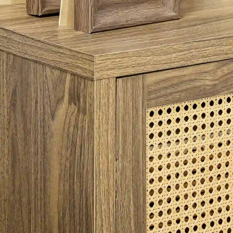 Madia / Buffet Brown Rattan Door, 3 Ripiani, 1 Persona