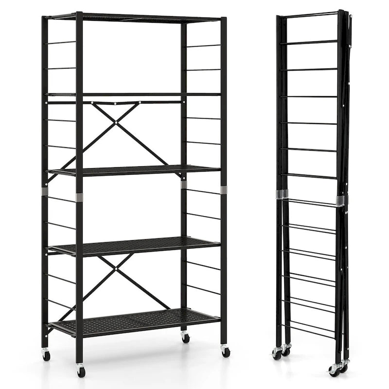 5-Tier Adjustable Shelves with Wheels for Garage Kitchen Balcony - 30  x 13.5  x 60 