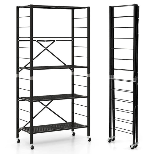 5-Tier Adjustable Shelves with Wheels for Garage Kitchen Balcony - 30  x 13.5  x 60 