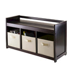 Panca Contenitore Espresso con 3 Cesti Pieghevoli in Tessuto – Beige o Nero, 1 Posto a Sedere