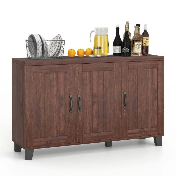 Credenza bianca a 3 ante con ripiani regolabili, montaggio in 1 persona