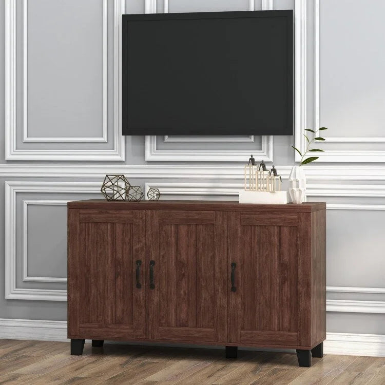 Credenza bianca a 3 ante con ripiani regolabili, montaggio in 1 persona