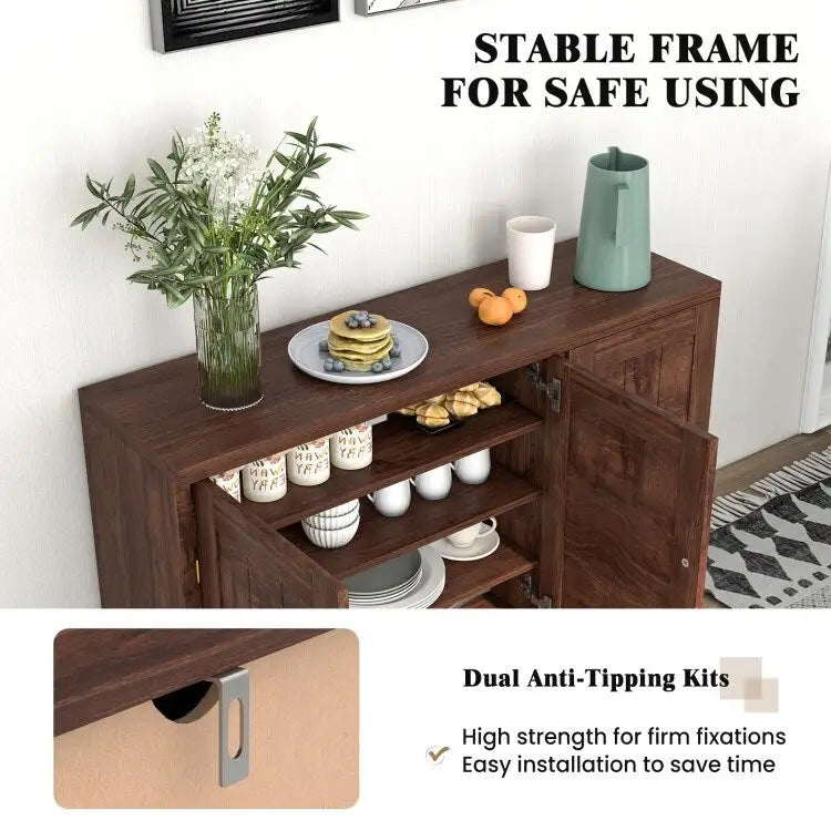 Credenza bianca a 3 ante con ripiani regolabili, montaggio in 1 persona