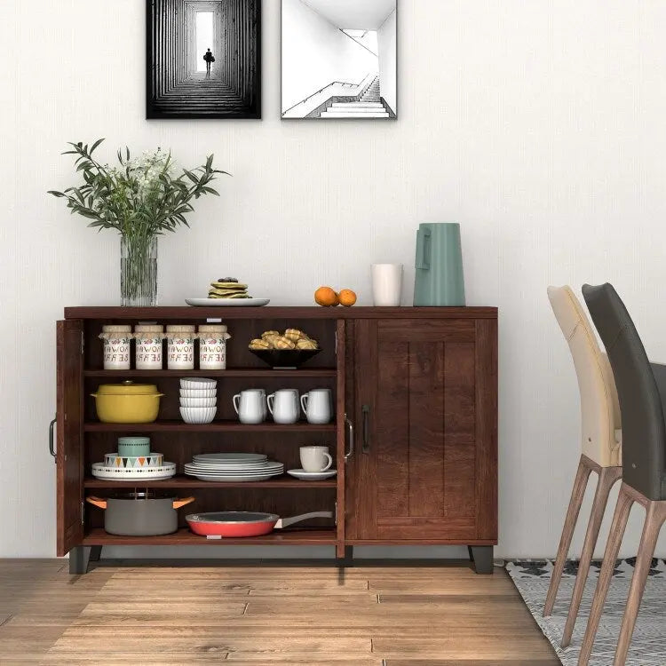Credenza bianca a 3 ante con ripiani regolabili, montaggio in 1 persona