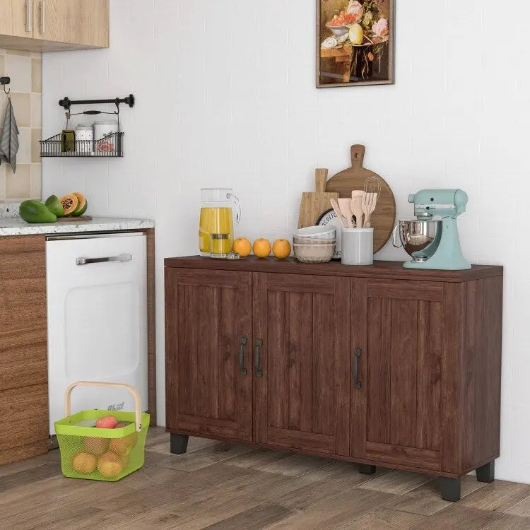 Credenza bianca a 3 ante con ripiani regolabili, montaggio in 1 persona