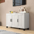 Credenza bianca a 3 ante con ripiani regolabili, montaggio in 1 persona
