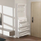 Scarpiera alta naturale/bianca, con 3 ante a ribalta + 2 cassetti, per utente singolo