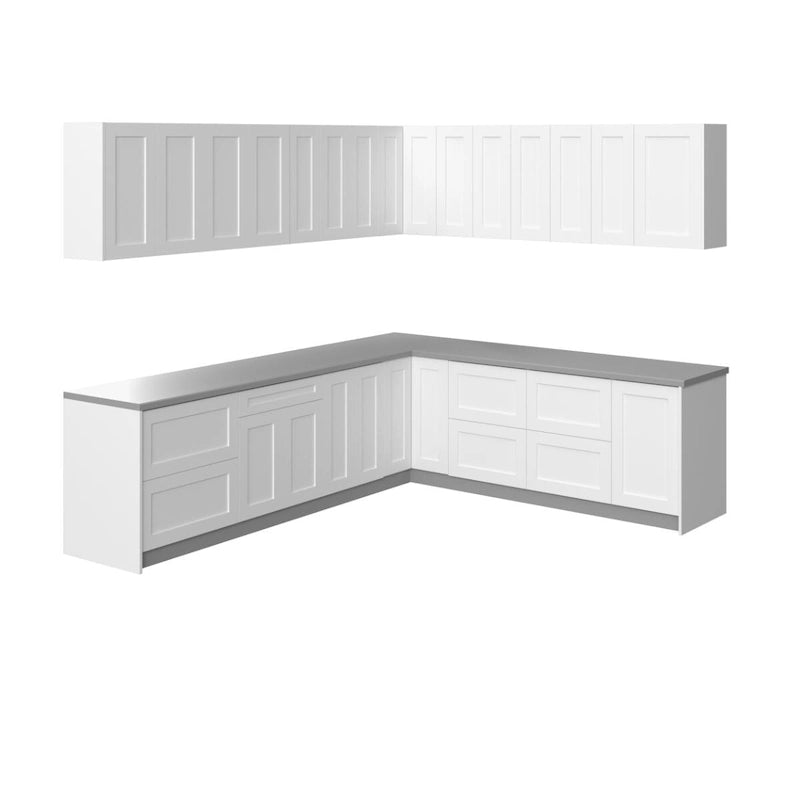 Set di mobili da cucina moderni bianchi opachi, stile base, 1-Famiglia, 102x120 cm