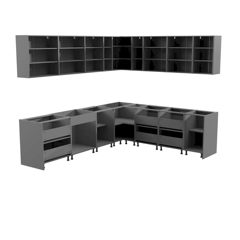 Set di mobili da cucina moderni bianchi opachi, stile base, 1-Famiglia, 102x120 cm