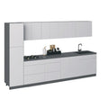 Set di mobili da cucina laccati bianchi lucidi, larghezza 3,35 m, cucina completa