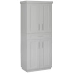 Credenza da Cucina Autoportante Grigia con Ante, Cassetti e Ripiani Regolabili