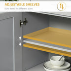 Credenza da Cucina Autoportante Grigia con Ante, Cassetti e Ripiani Regolabili