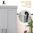 Credenza da Cucina Autoportante Grigia con Ante, Cassetti e Ripiani Regolabili