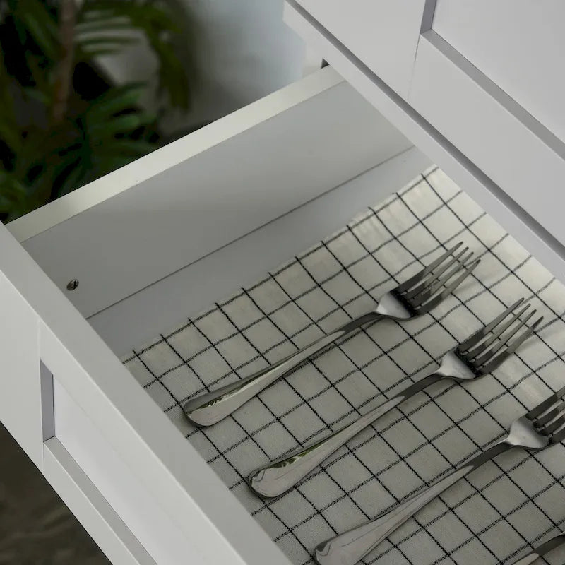 Credenza da Cucina Autoportante Grigia con Ante, Cassetti e Ripiani Regolabili