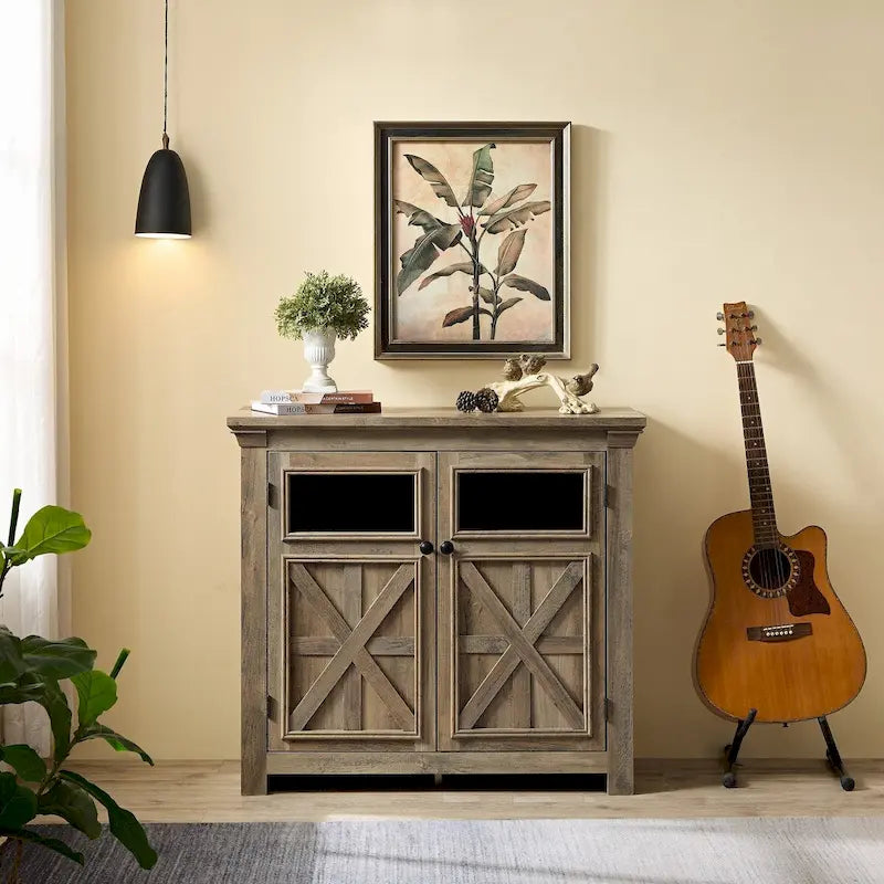 38 Vetrina grande/credenza a 2 ante in stile rustico - N/D