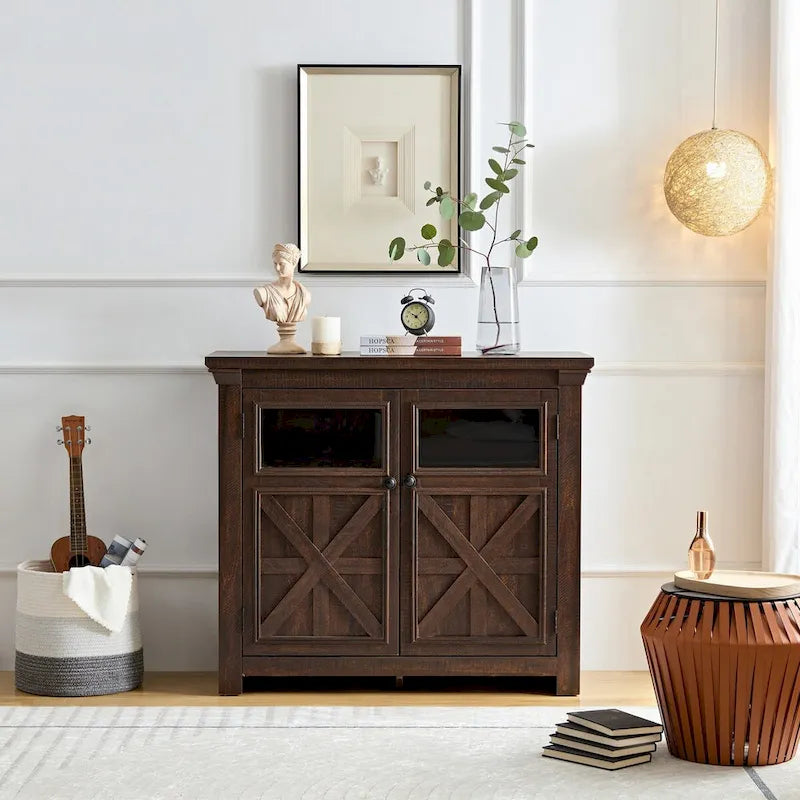 38  Farmhouse 2 Doors Cabinet Large Buffet Sideboard Cabinet - N/A