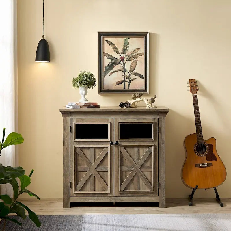 38 Vetrina grande/credenza a 2 ante in stile rustico - N/D