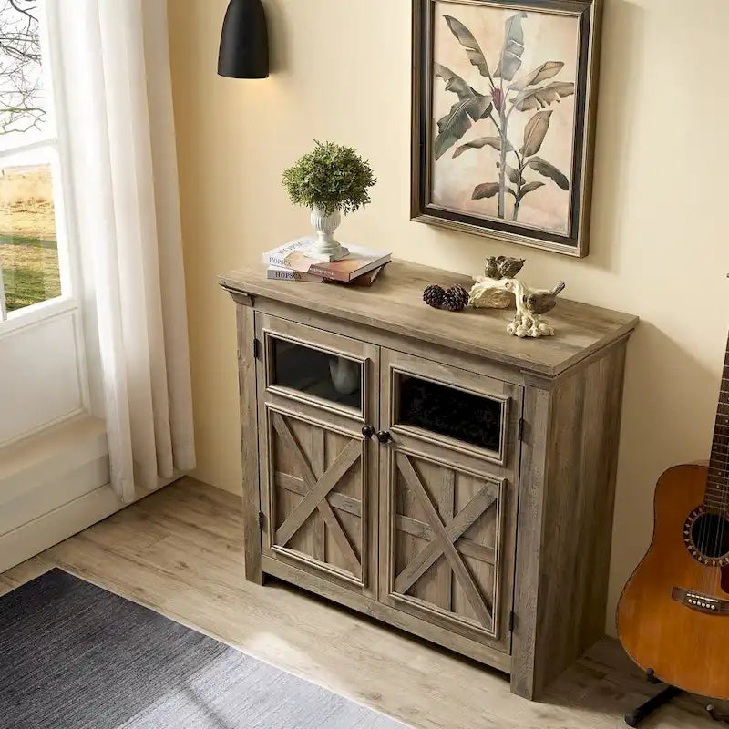 38 Vetrina grande/credenza a 2 ante in stile rustico - N/D