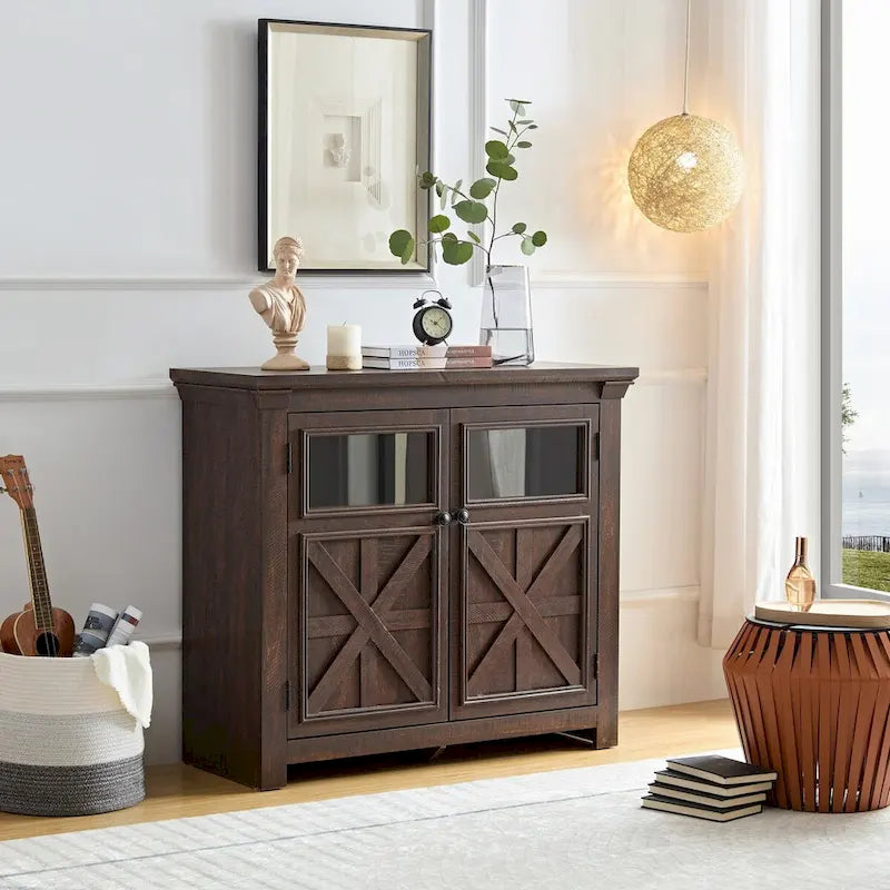 38 Vetrina grande/credenza a 2 ante in stile rustico - N/D