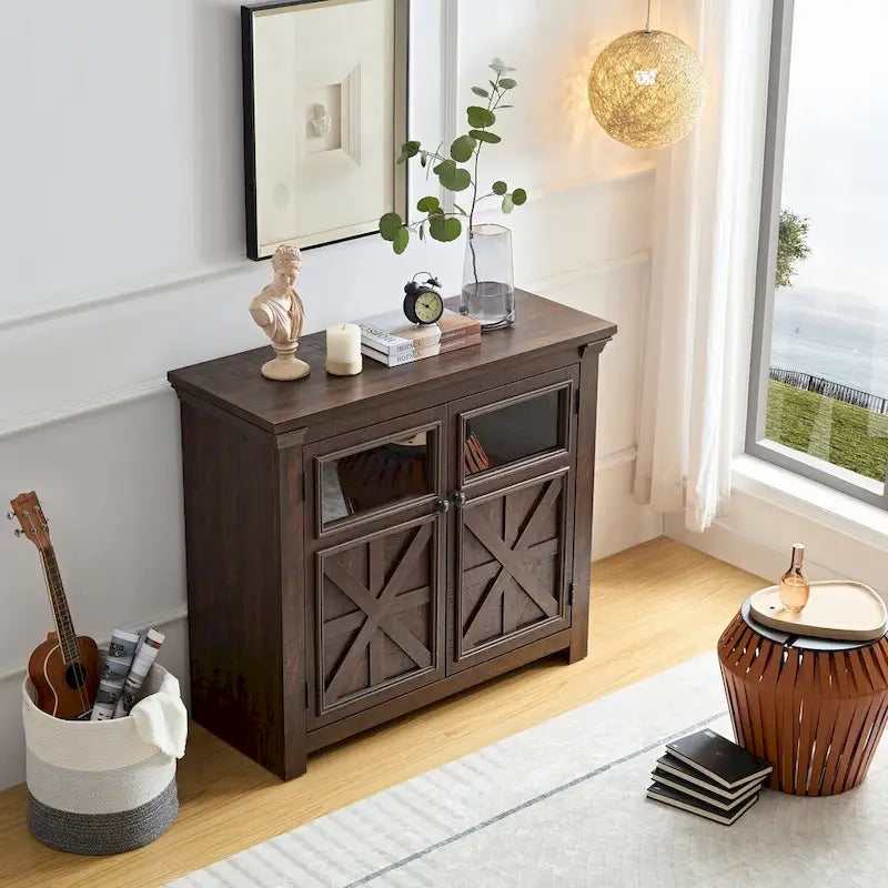 38 Vetrina grande/credenza a 2 ante in stile rustico - N/D