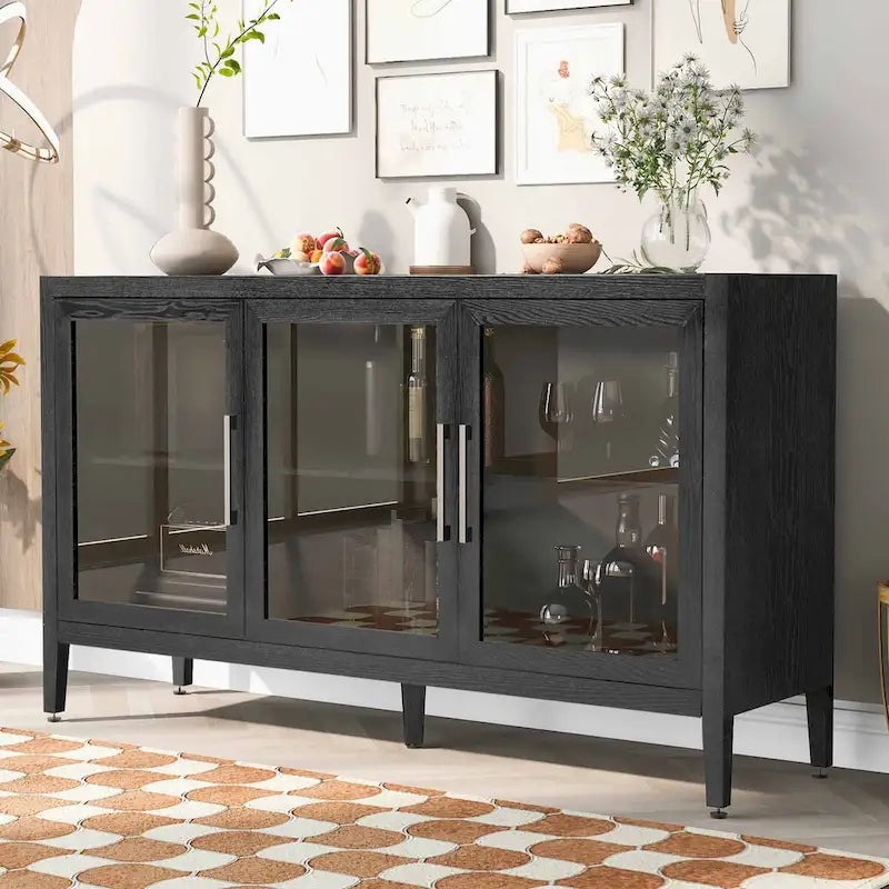 58.2  Wood Storage Cabinet with Doors and Adjustable Shelf - N/A