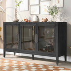 58.2  Wood Storage Cabinet with Doors and Adjustable Shelf - N/A