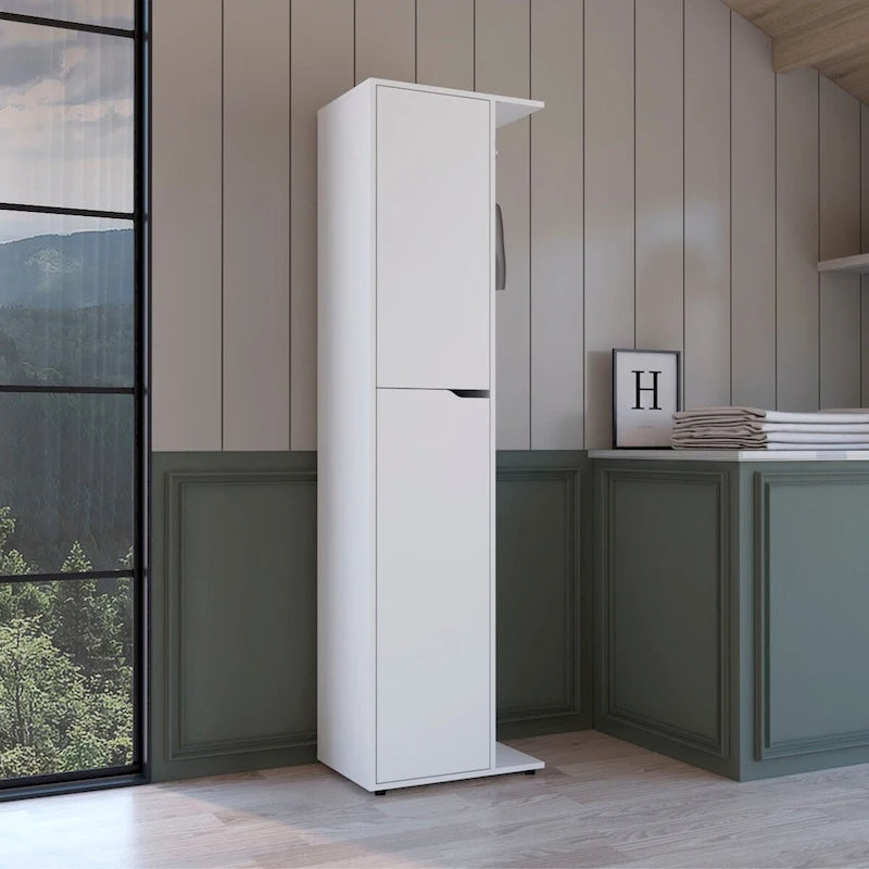 Armadio contenitore bianco a 1 anta, alto 178 cm, con 4 ripiani